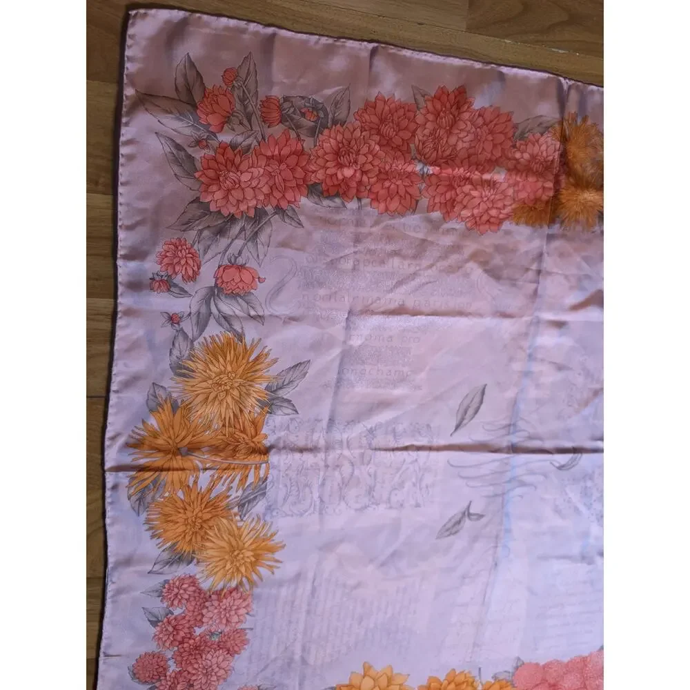 Longchamp Colorful 100% Silk Scarf Hand Rolled Excellent Condition 35